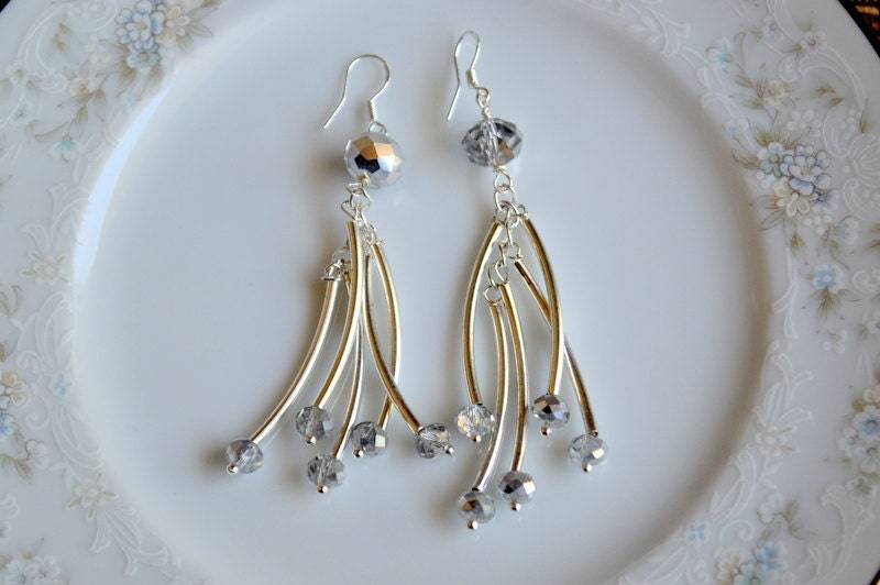 Kristall Und Silber Rohr Ohrringe, Schmuck von starrydreams