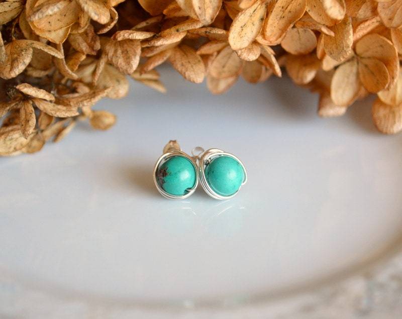 Ohrstecker Aus Türkis Und Sterlingsilber, Ohrstecker, Ohrringe von starrydreams