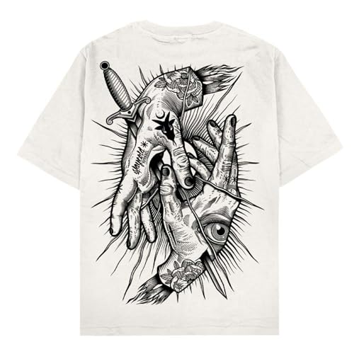 staycoldapparel T-Shirt - Think Twice - Oversized T-Shirt - 100% Baumwolle - In Hell/Sandfarben von staycoldapparel