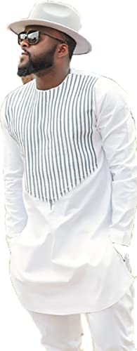 stdpcxz Afrikanische Kleidung Für Herren Hemd Und Hosen-Set 2-Teiliger Anzug Traditioneller Trainingsanzug Dashiki Traditionelle Tribal-Outfits Beiläufig Kleid Party Tragen Outfit 4,XL von stdpcxz