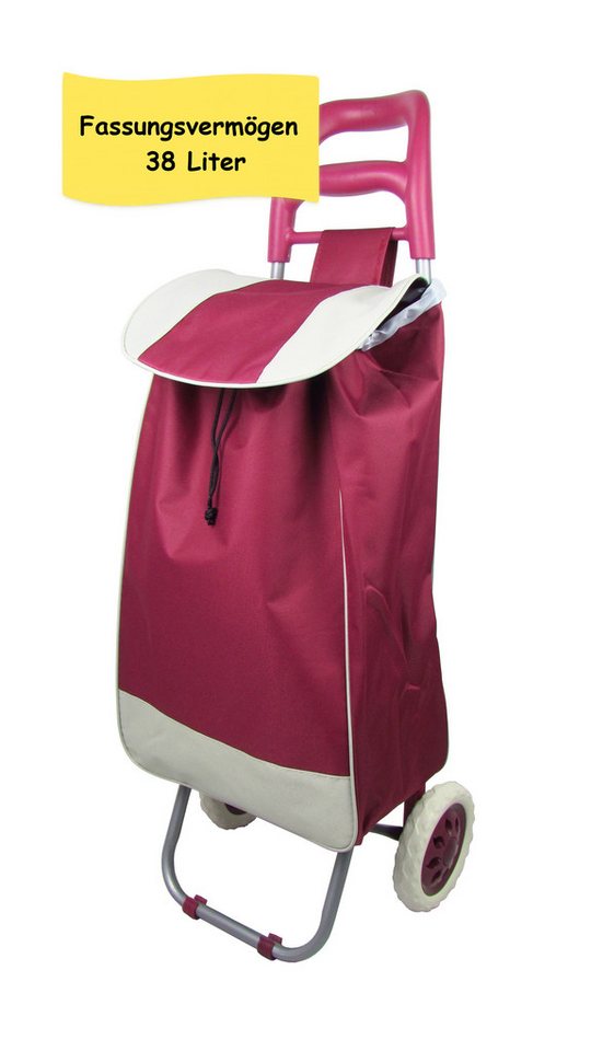 steinwohn Einkaufstrolley - klappbar 38L – leicht & stabil – wetterfest, - mit Reißverschlusstasche – Metallgestell & 600D-Polyester von steinwohn