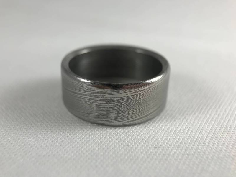 Damaskus Ehering - Edelstahl-Damaskus Herren-Ring Ring Der Frauen Leichte Patina von stellwagendesigns