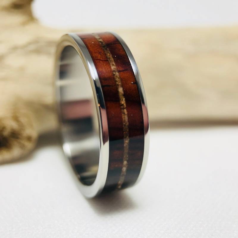 Feuerbestattung Ring - Cocobolo Inlay-Feuerbestattung Schmuck Asche Trauer Verbrennen Aus Titanium von stellwagendesigns