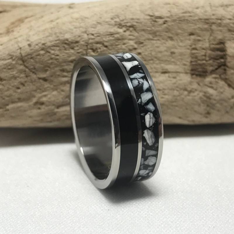 Feuerbestattung Ring - Oyster Inlay Schmuck Shell Asche Trauer Verbrennen Titan von stellwagendesigns