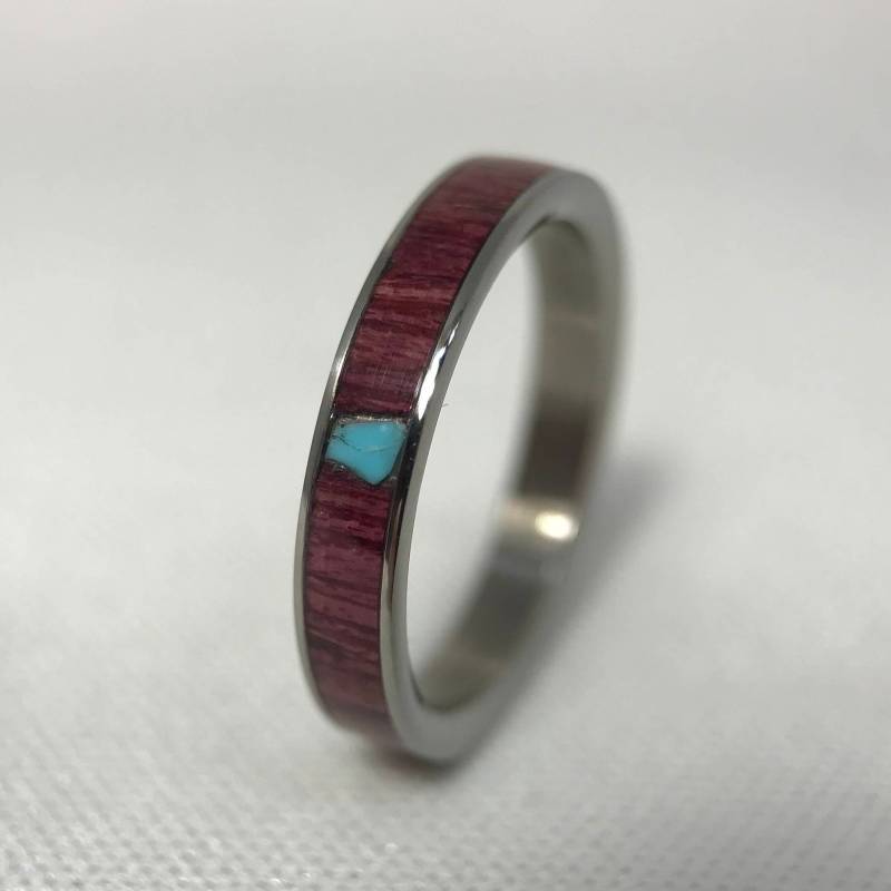 Ring Aus Titanium - Amaranth Holz Inlay Sleeping Beauty Türkis Stein Der Frauen Herrenring von stellwagendesigns