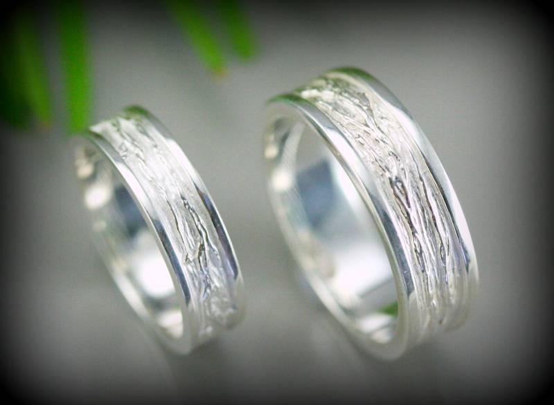 Silberner Baumzweig Eheringe Set Für Männer Und Frauen von stephanielemelin