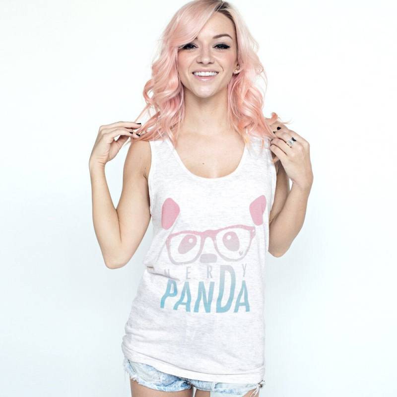 Nerdy Panda Gradient Tank Top | Tri-Oatmeal von steppie