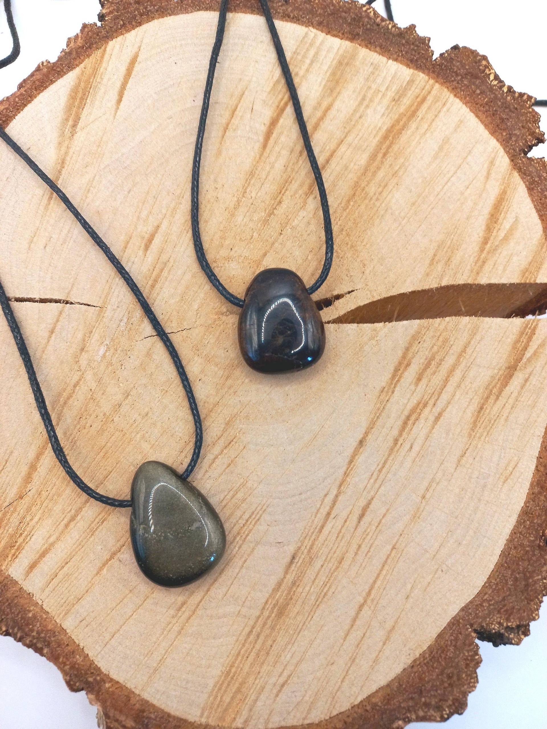 Goldobsidian Tropfenanhänger Oder Granat Tropfenanhänger, Kette Mit Veganen Band Goldobsidian Tropfenanhänger Oder Granat Tropfenanhänger, Kette Mit Veganen Band von sternenstaubmagie