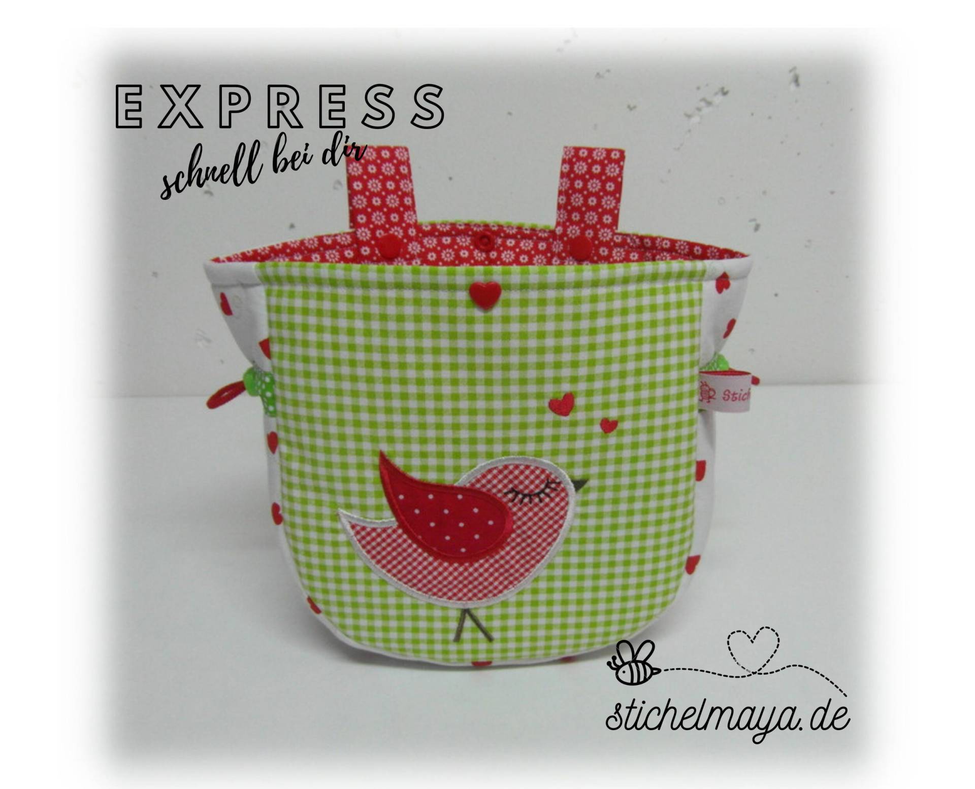 Lenkertasche Laufradtasche Rollertasche Vogel Rot Grün Weiß Lenkertasche Laufradtasche Rollertasche Vogel Rot Grün Weiß von stichelmaya