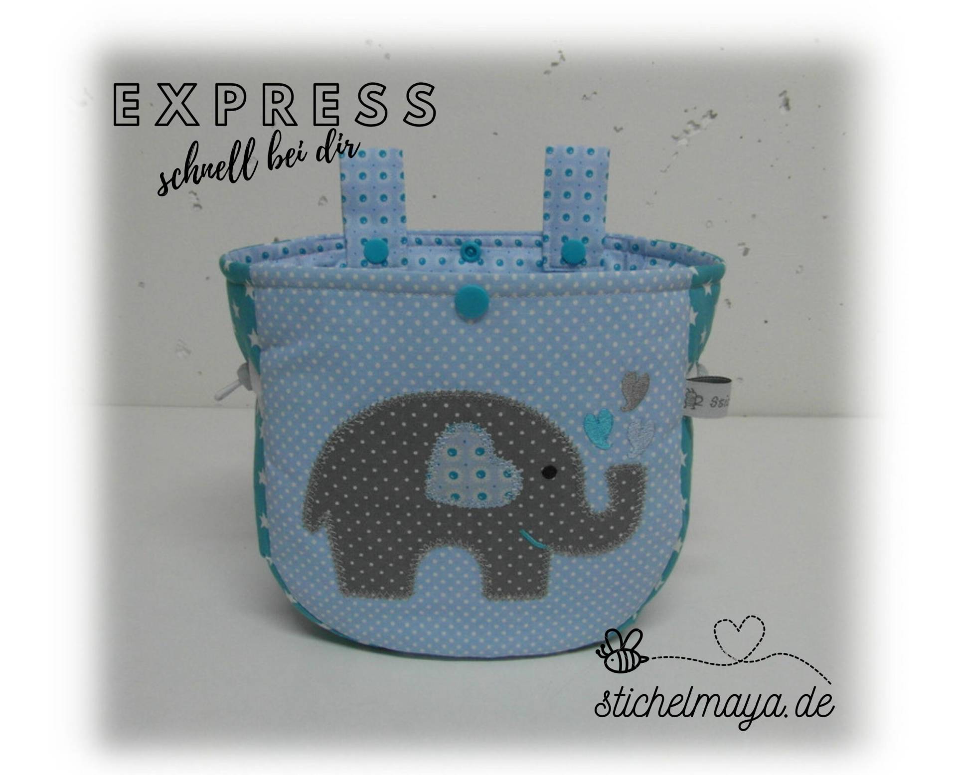 Lenkertasche Rollertasche Laufradtasche Elefant Hellblau Türkis Grau Lenkertasche Rollertasche Laufradtasche Elefant Hellblau Türkis Grau von stichelmaya