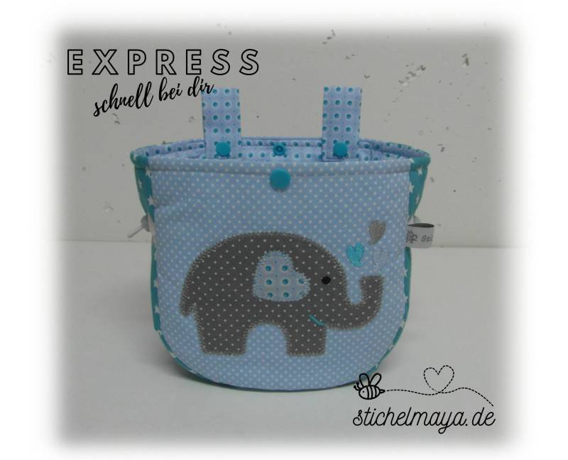 Lenkertasche Rollertasche Laufradtasche Elefant Hellblau Türkis Grau von stichelmaya