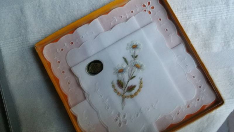 2 X Taschentuch Geschenkpackung Bestickt Name, Datum.mageriten von stickgud