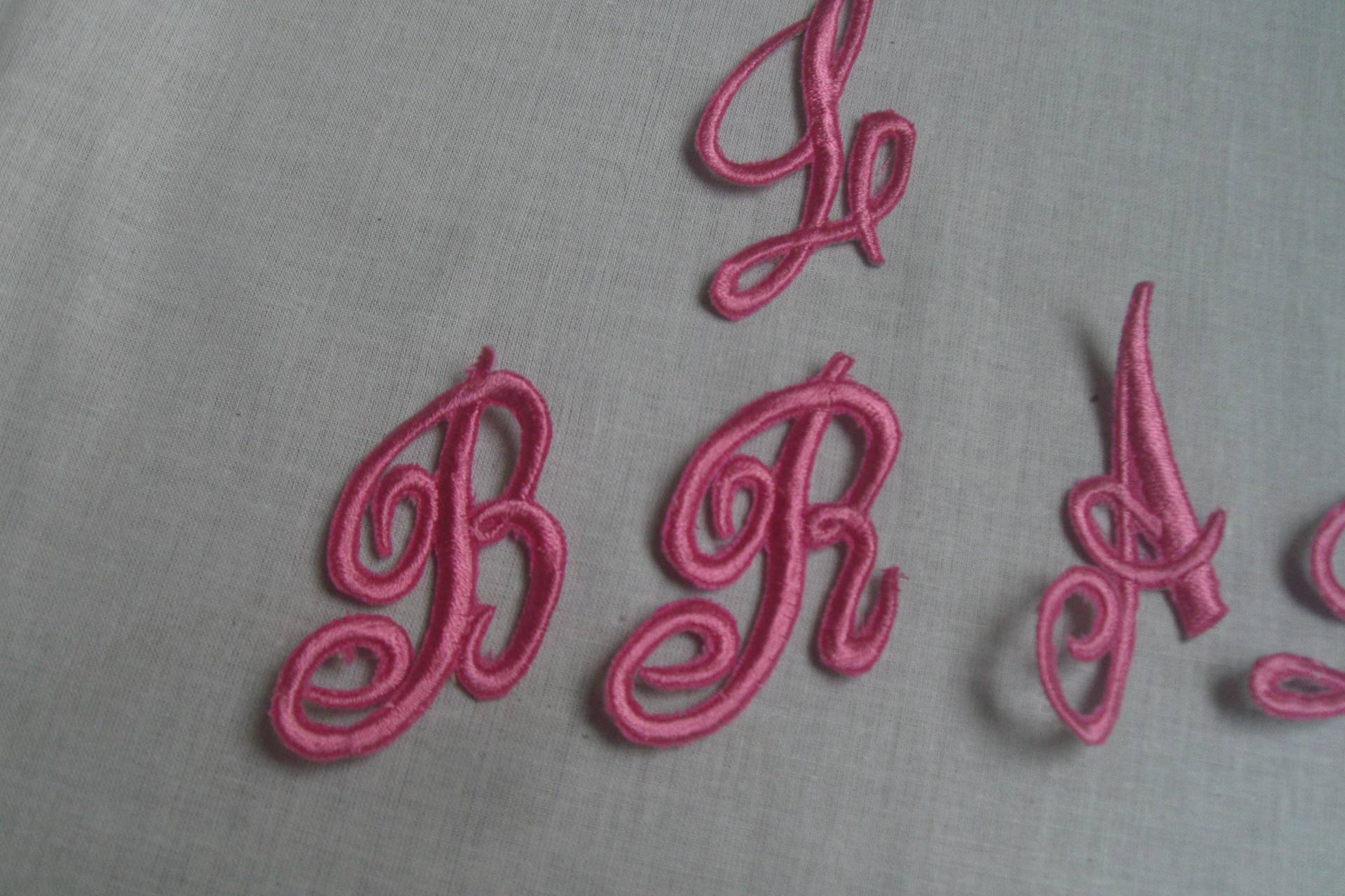 5 Buchstaben 3 cm Gestickt Pink, Weiss, Gold, Diana Oder Andere von stickgud