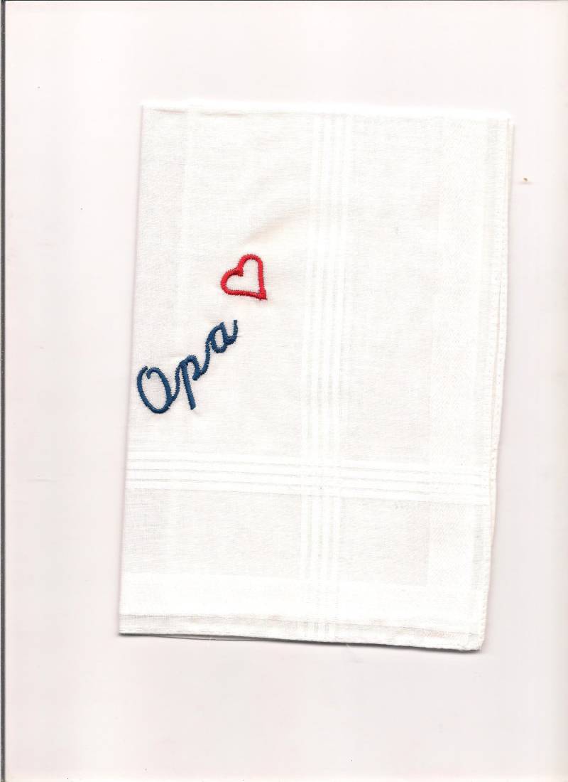 Taschentuch Opa Herz Gestickt Taschentuch Opa Herz Gestickt von stickgud