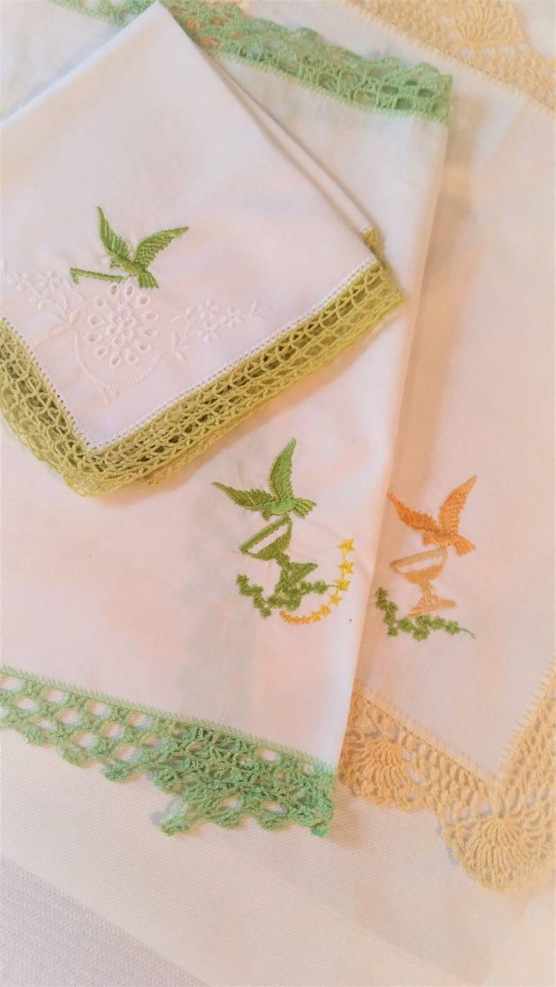 Taschentuch Spitze Kelch, Taube, Name, Taufe Taschentuch Spitze Kelch, Taube, Name, Taufe von stickgud