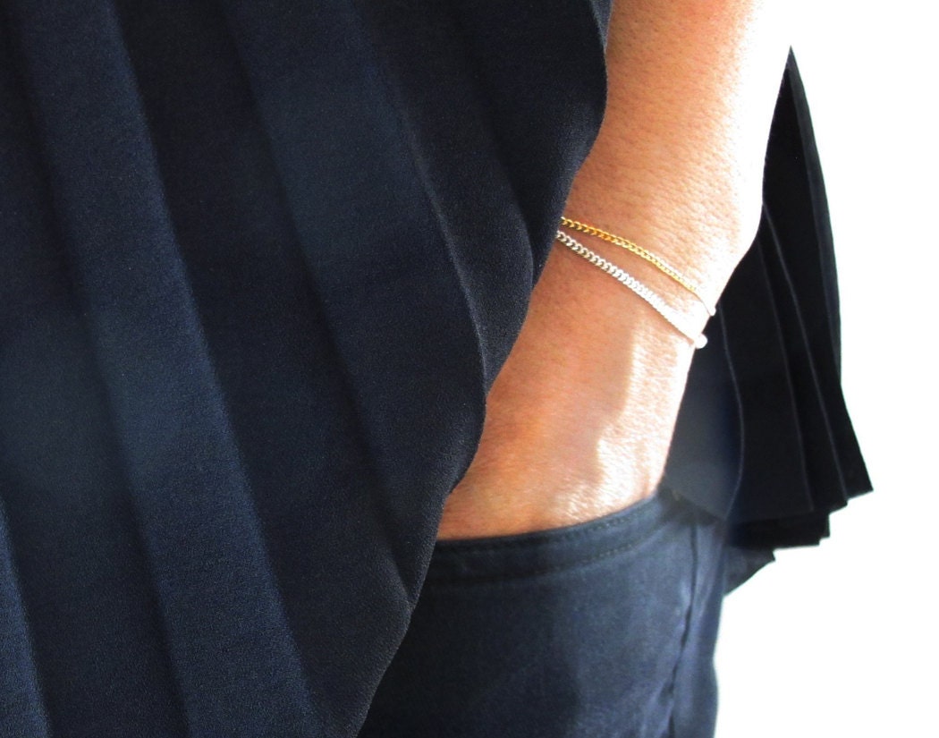Gold - Und Silberkettenarmband, Überlagertes Armband, Silber - Goldarmband, Doppelschichtarmband, Kettenarmband, Goldkette von sticksandstonesny