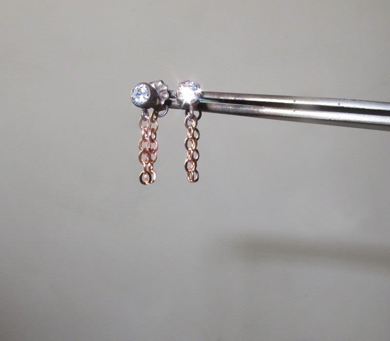 Oxidierte Sterling Silber Ohrringe Mit Diamant, Rose Gold Ohrringe von sticksandstonesny