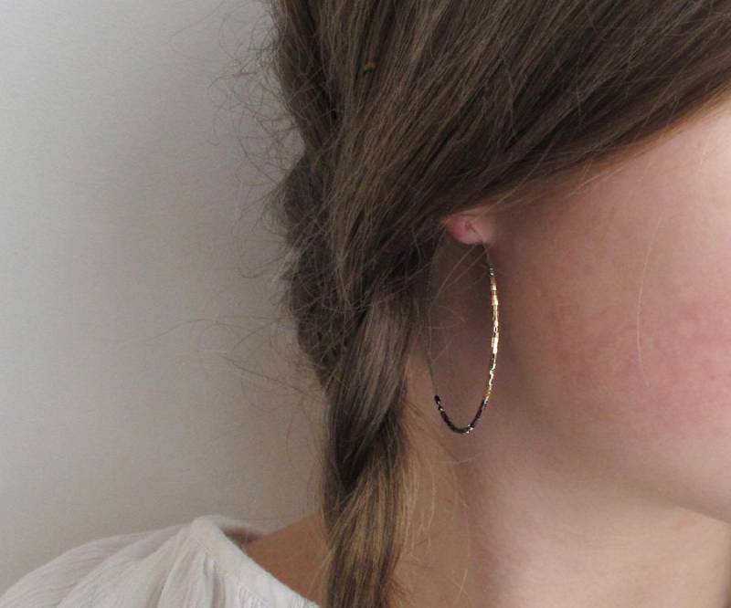 sterling Silber Creolen, Creolen Mit Gold Perlen sterling Silber Creolen, Creolen Mit Gold Perlen von sticksandstonesny