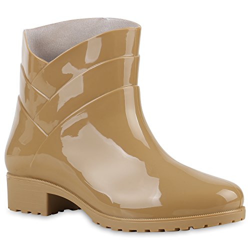 Damen Gummistiefel Profilsohle Stiefel Regen 124119 Khaki 39 Flandell von stiefelparadies