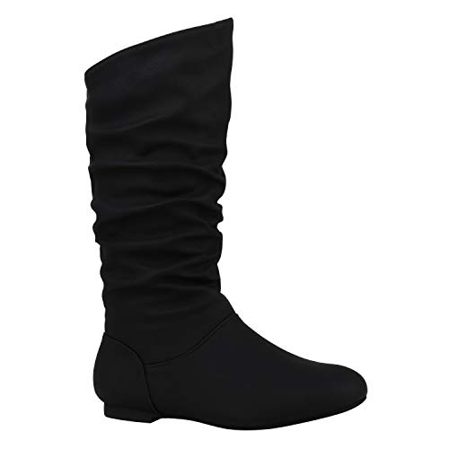 Damen Schlupfstiefel Warm Gefütterte Stiefel Leder-Optik Schuhe 152419 Schwarz Schwarz Bexhill 37 Flandell von stiefelparadies