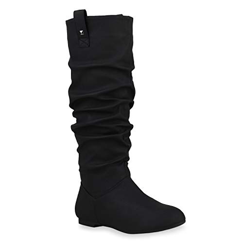 Damen Schlupfstiefel Warm Gefütterte Stiefel Nieten Winter Schuhe 153347 Schwarz Arriate 36 Flandell von stiefelparadies