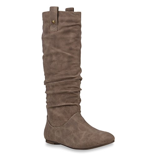 Damen Schlupfstiefel Warm Gefütterte Stiefel Nieten Winter Schuhe 153349 Khaki Arriate 37 Flandell von stiefelparadies