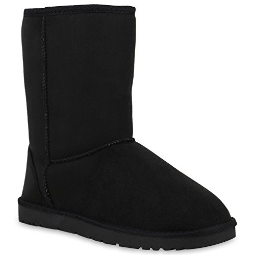 Damen Schlupfstiefel Warm Gefütterte Stiefel Profilsohle Boots 153474 Schwarz Brooklyn 37 Flandell von stiefelparadies