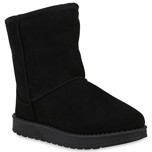 Damen Schuhe Schlupfstiefel Warm Gefütterte Stiefel Profilsohle Boots 153386 Schwarz Cabanas 37 Flandell von stiefelparadies