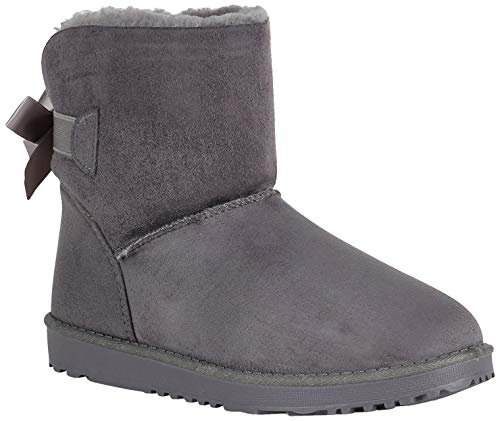 Damen Stiefeletten Schlupfstiefel Warm Gefütterte Stiefel Schuhe 149075 Grau 40 Flandell von stiefelparadies