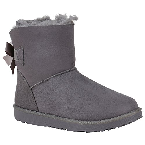 Damen Stiefeletten Schlupfstiefel Warm Gefütterte Stiefel Schuhe 150532 Grau Brooklyn 37 Flandell von stiefelparadies