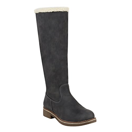 Gefütterte Damen Winterstiefel Schnallen Profilsohle Stiefel 152500 Grau Agueda 40 Flandell von stiefelparadies