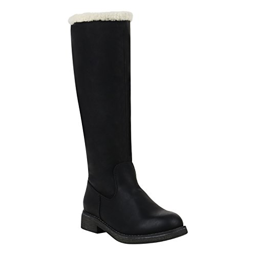 Klassische Damen Stiefel Warm Gefütterte Boots Winter Schuhe 152511 Schwarz Agueda 36 Flandell von stiefelparadies