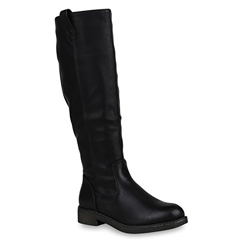 Klassische Stiefel Damen Schuhe Gefüttert Boots Profilsohle 148002 Schwarz Arriate 37 Flandell von stiefelparadies