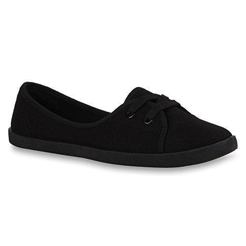 Stiefelparadies Damen Sportliche Ballerinas Basic Flandell, Schwarz Schwarz, 38 EU von stiefelparadies