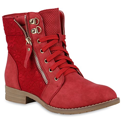 Stylische Damen Stiefeletten Worker Boots Spitze Knöchelhohe Stiefel Gesteppt Damen Leder-Optik Zipper Ketten Schuhe 146974 Rot 36 Flandell Stylische Damen Stiefeletten Worker Boots Spitze Knöchelhohe Stiefel Gesteppt Damen Leder-Optik Zipper Ketten Schuhe 146974 Rot 36 Flandell von stiefelparadies