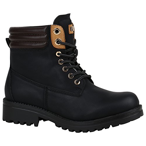 Warm Gefütterte Damen Outdoor Stiefeletten Worker Boots 151554 Schwarz Warm Gefüttert 39 Flandell von stiefelparadies