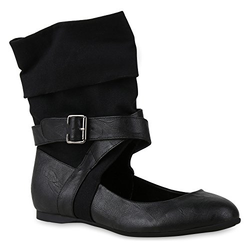 stiefelparadies Damen RiemchenballerinasRiemchensandalen Sandalen Espadrilles Schnürer Ballerinas Leder-Optik Schuhe 138772 Schwarz Schwarz 39 Flandell von stiefelparadies
