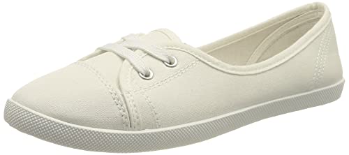 stiefelparadies Damen Sneakers Bequeme Slipper Lochung Ballerinas Camouflage Denim Schnürer Gesteppt Spitze Flats Schuhe 138953 Weiss Glatt 41 Flandell von stiefelparadies