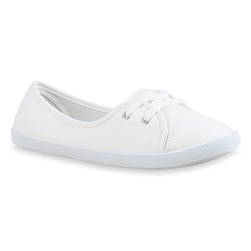 stiefelparadies Damen Sportliche Ballerinas Schuhe 137700 Weiss Glatt 41 Flandell von stiefelparadies