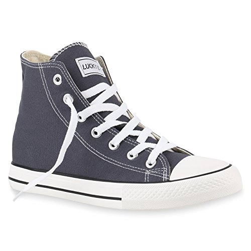 stiefelparadies Herren Schuhe High Top Sneakers Sportschuhe Stoffschuhe Freizeit Schuhe 142809 Dunkelgrau Ambler 36 Flandell von stiefelparadies