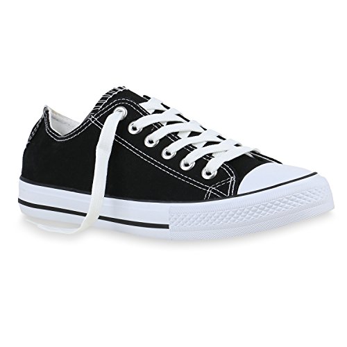 stiefelparadies Herren Sneaker High Basic Schnürschuhe Turnschuhe Freizeit Schuhe 155409 Schwarz Cabanas 38 Flandell von Erkic