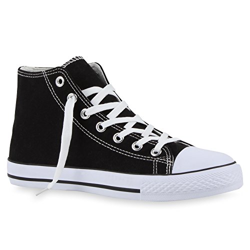 stiefelparadies Herren Sneakers High Top Basic Turn Freizeit Schuhe 112659 Schwarz Carlet 41 Flandell von stiefelparadies