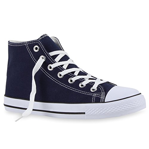 stiefelparadies Herren Sneakers High Top Basic Turn Freizeit Schuhe 112660 Dunkelblau Carlet 43 Flandell von stiefelparadies