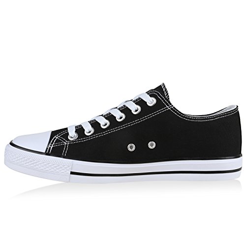 stiefelparadies Herren Sneakers Sport Freizeit Schnürer Stoff Schuhe 138306 Schwarz 41 Flandell von stiefelparadies