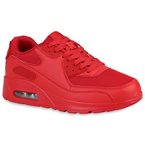 stiefelparadies Herren Sportschuhe Laufschuhe Leder-Optik Sneaker Turnschuhe 157985 Rot Red 41 Flandell von stiefelparadies