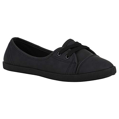 stiefelparadies Sportliche Damen Ballerinas Bequeme Flats Basic 172744 Schwarz Total 40 Flandell von stiefelparadies