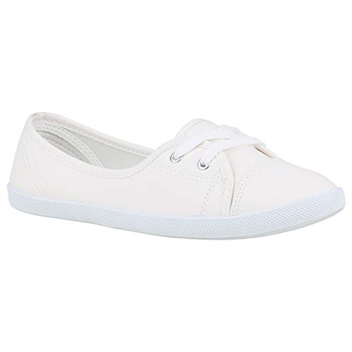 stiefelparadies Sportliche Damen Ballerinas Bequeme Flats Basic 172745 Weiss Total 40 Flandell von stiefelparadies