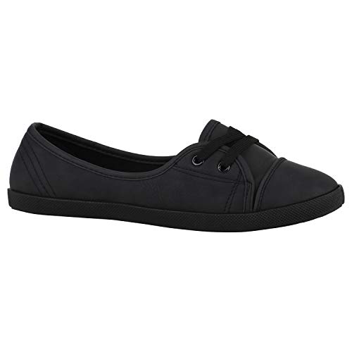 stiefelparadies Sportliche Damen Ballerinas Bequeme Flats Basic 172747 Schwarz Total 40 Flandell von stiefelparadies