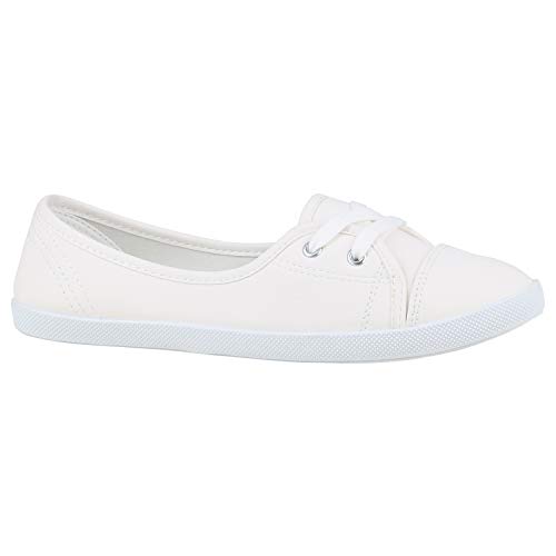 stiefelparadies Sportliche Damen Ballerinas Bequeme Flats Basic 172748 Weiss Total 36 Flandell von stiefelparadies