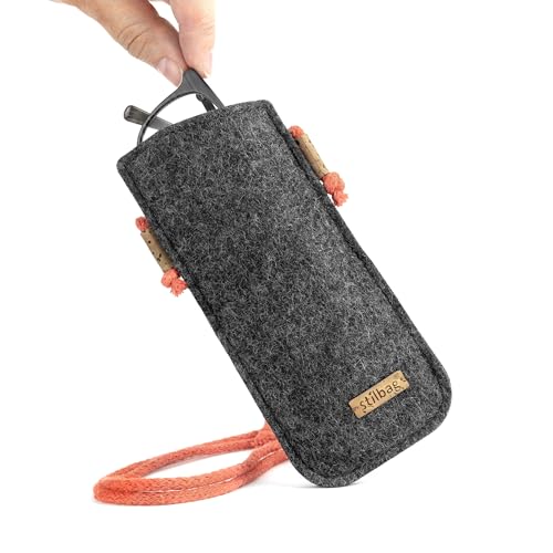 stilbag Umhängebrillenetui aus Wollfilz | robustes Case für Brillen | passend für Frauen und Männer | handmade in Deutschland-anthrazit - pink (Anthrazit - orange) von stilbag